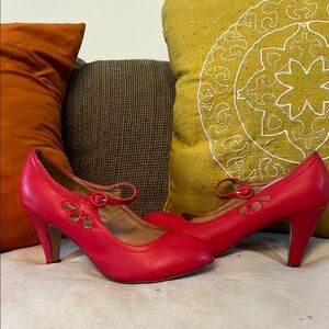 Elegant Red Mary Jane Heels